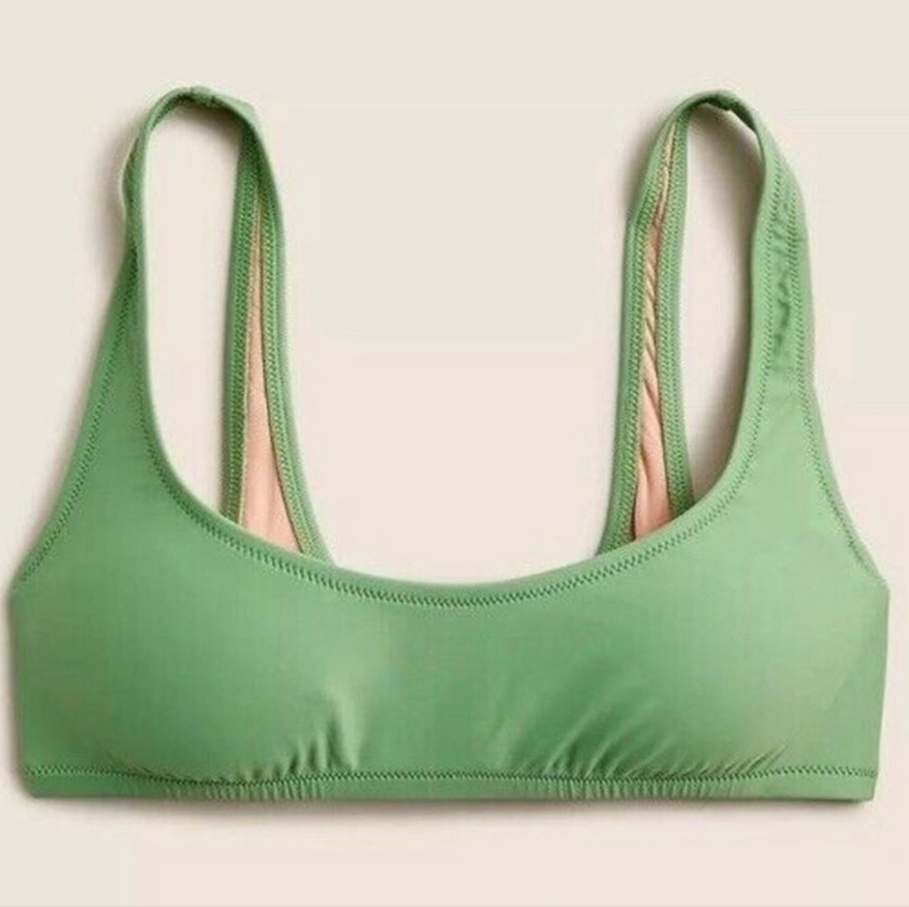 J.Crew Green Square Back Bikini Top